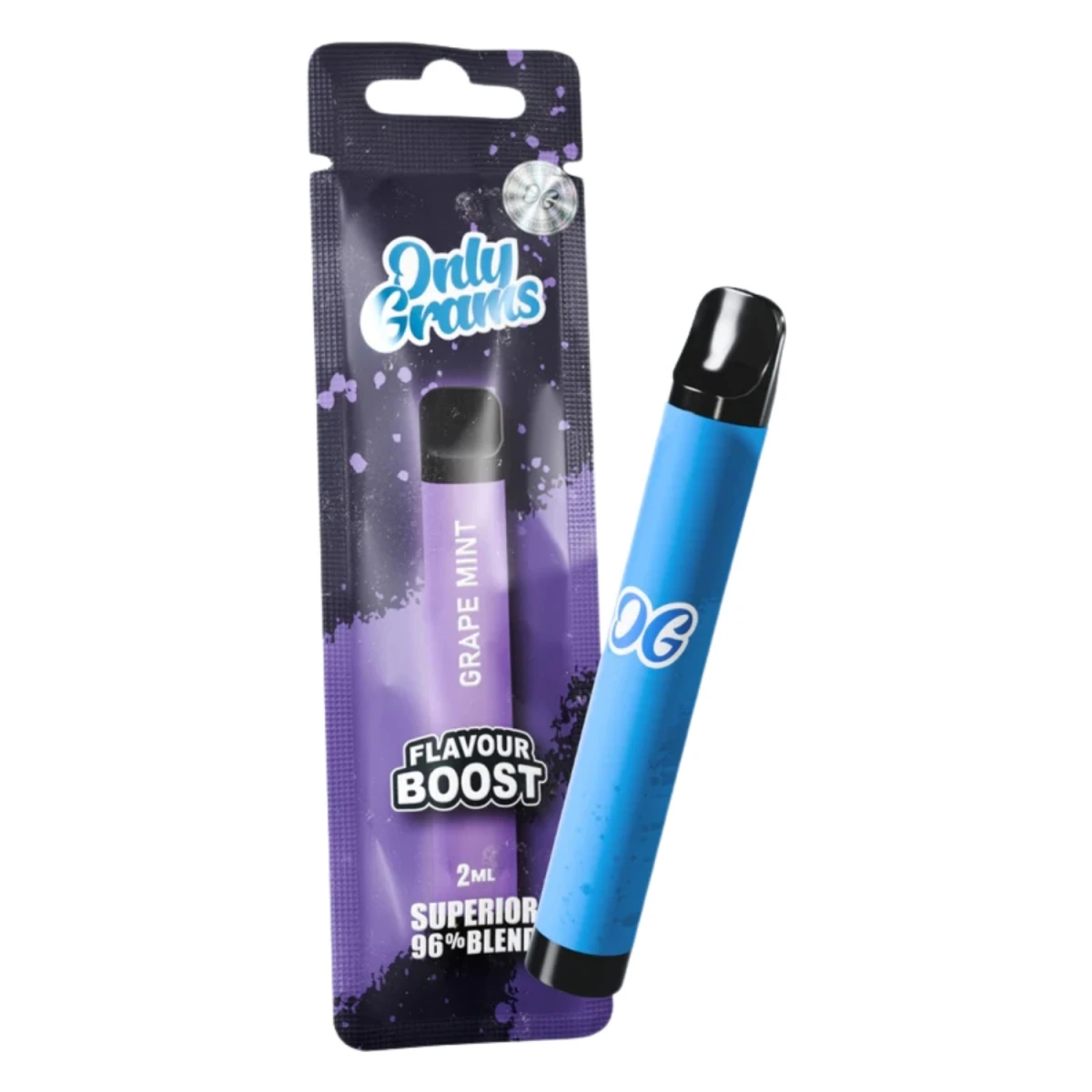 Only Grams Superior Blend Einweg E-Zigarette Flavour Boost 96% 2ml Grape Mint