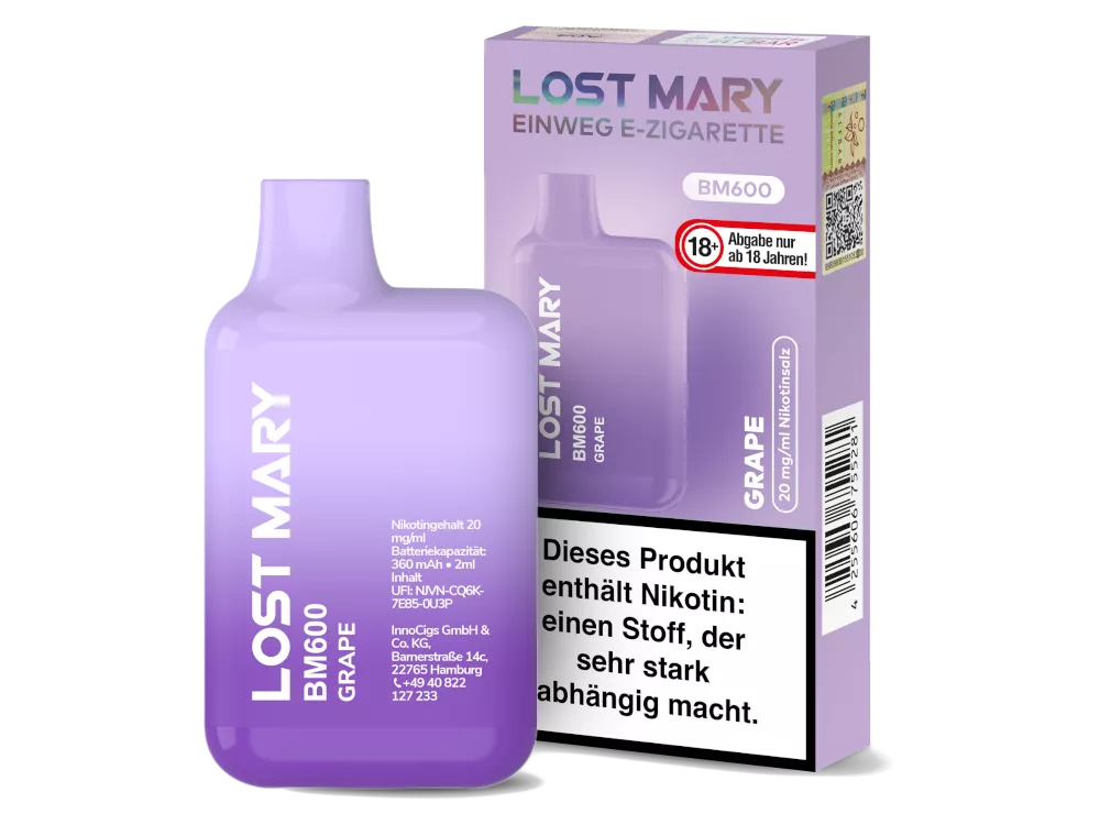 Lost Mary Einweg E-Zigarette BM600 20mg/ml Grape