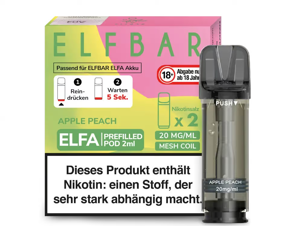 Elfbar Elfa Prefilled Pod (2 Stück pro Packung) Apple Peach