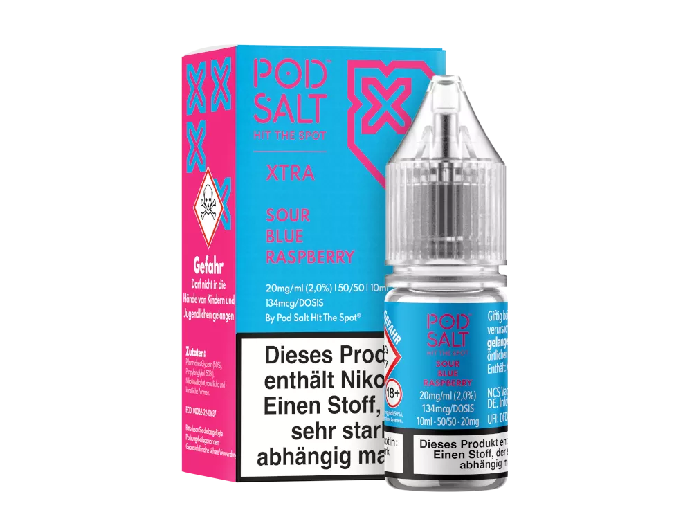 Pod Salt Nikotinsalz Liquid X Sour Blue Raspberry 10mg/ml 10ml