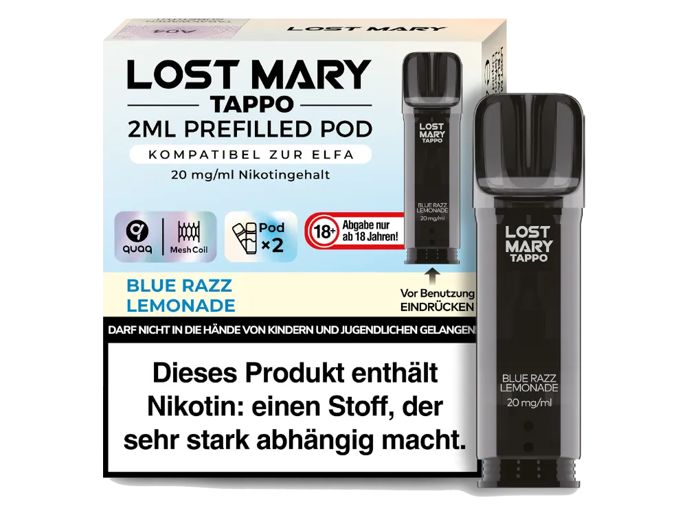 Lost Mary Prefilled Pod Tappo Blue Razz Lemonade (2 Stück pro Packung)