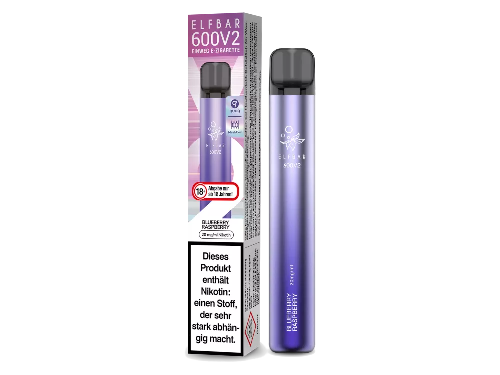 Elfbar Einweg E-Zigarette 600 V2 Blueberry Raspberry 20mg/ml