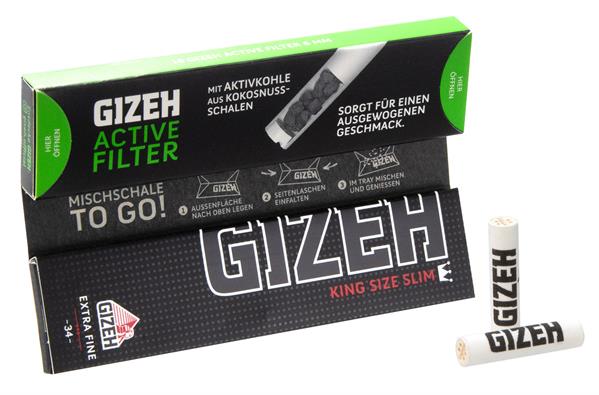 Gizeh Longpapes Black King Size Slim + Aktivkohlefilter 6mm (34 Stück pro Packung)