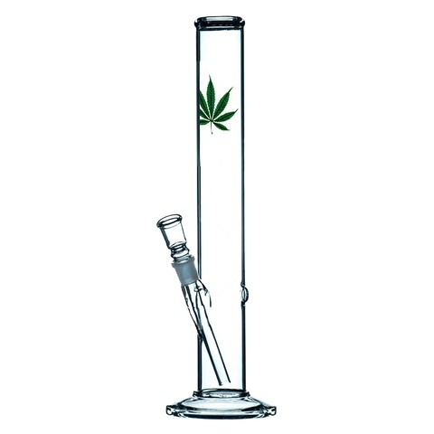 Glas Bong Zylinder Hangover Leaf Design 40cm