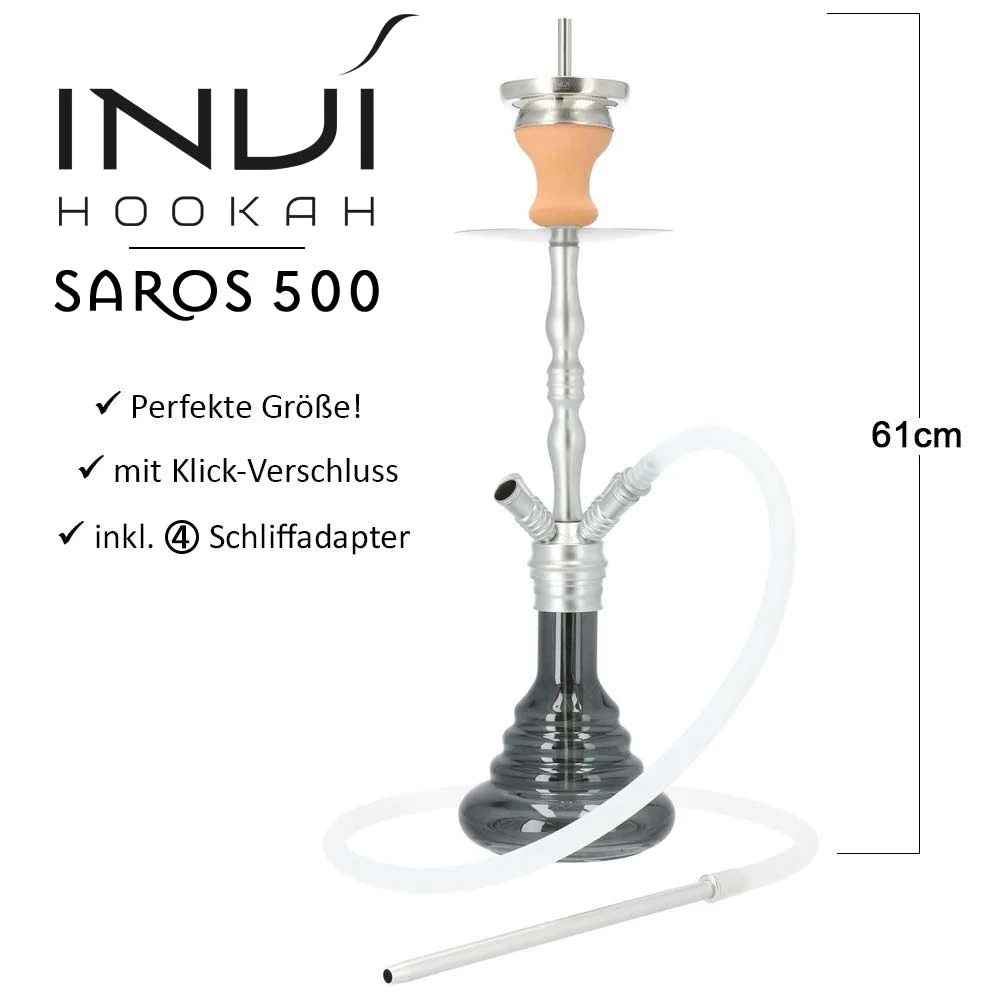 Invi Shisha Saros 500 Shiny Silber Schwarz