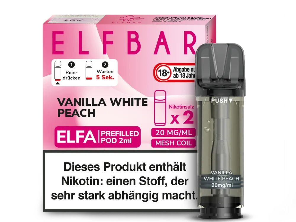 Elfbar Elfa Prefilled Pod (2 Stück pro Packung) Vanilla White Peach