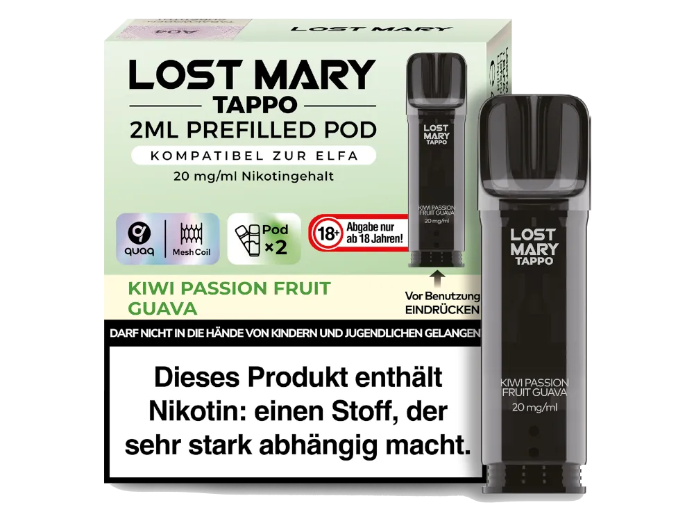 Lost Mary Prefilled Pod Tappo Kiwi Passionfruit Guava (2 Stück pro Packung)