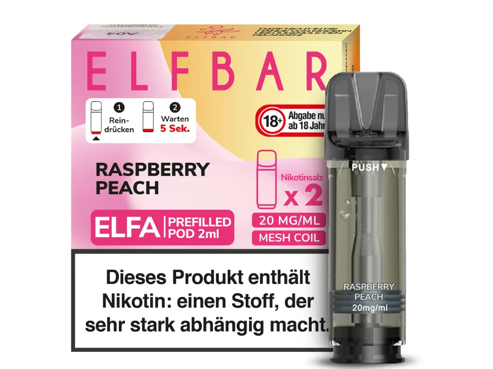 Elfbar Elfa Prefilled Pod (2 Stück pro Packung) Raspberry Peach