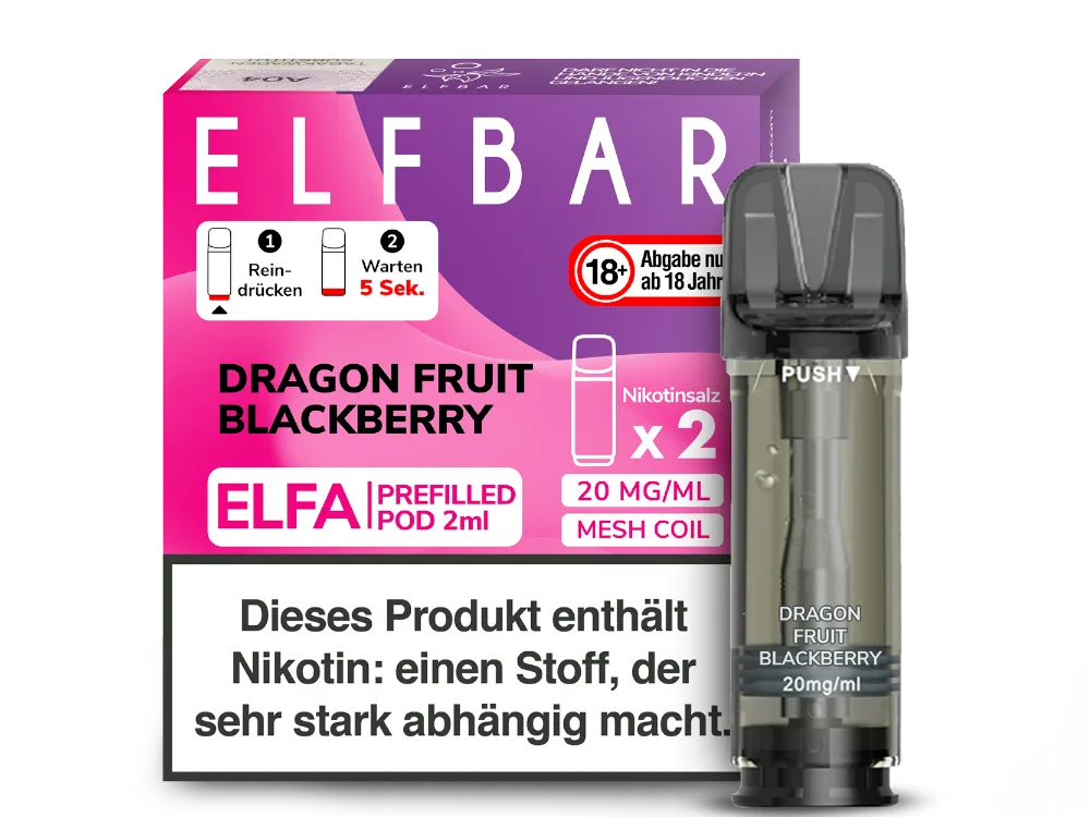 Elfbar Elfa Prefilled Pod (2 Stück pro Packung) Dragon Fruit Blackberry