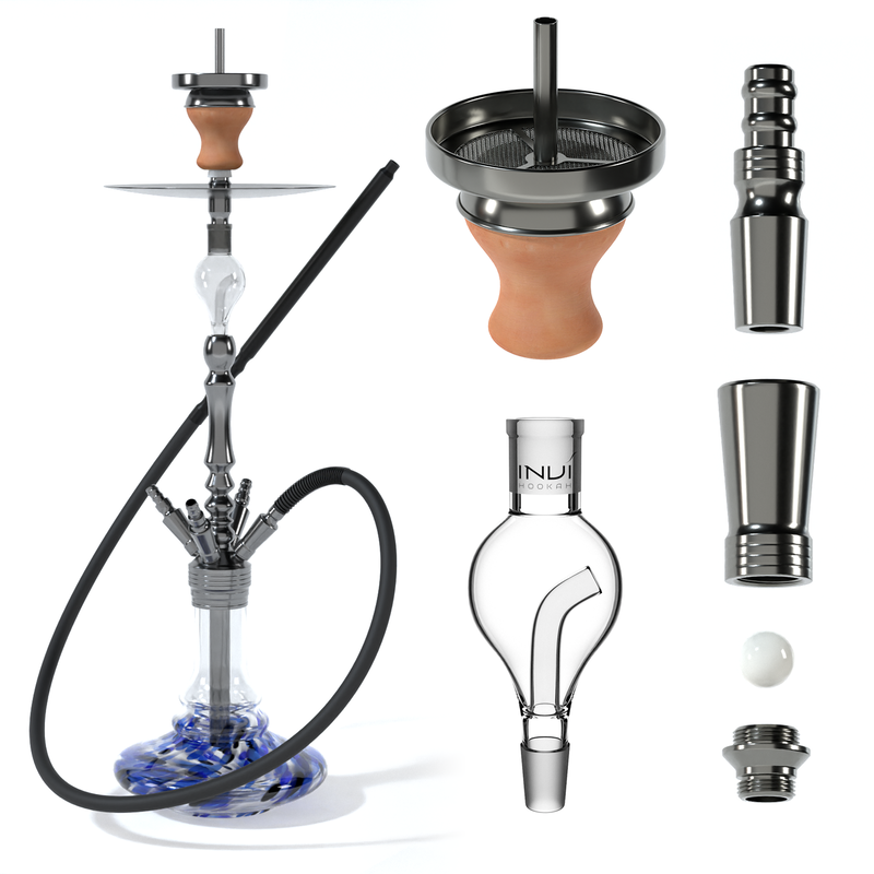 Invi Shisha Edelstahl Tesseract Edelstahl Gun Metal Blue Ice