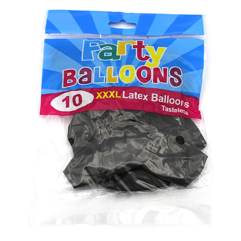 Exotic Whip Luftballons Party Ballons XXXL Schwarz Latex (100 Stück pro Packung)
