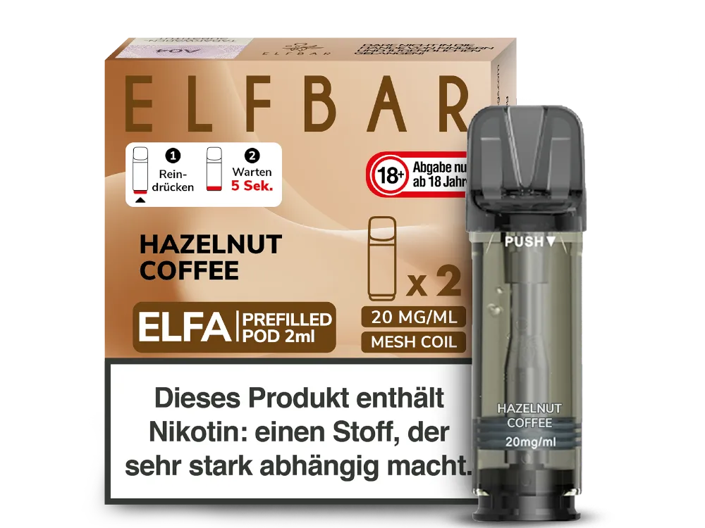Elfbar Elfa Prefilled Pod (2 Stück pro Packung) Hazelnut Coffee