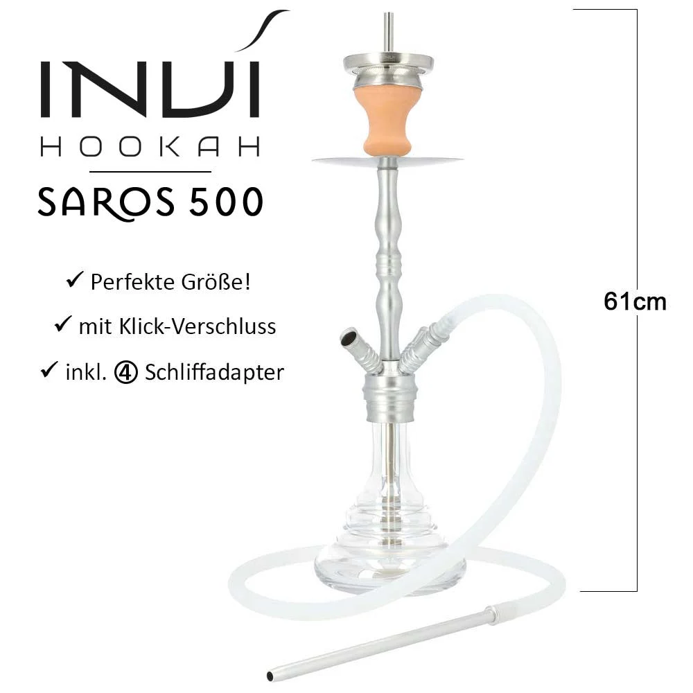 Invi Shisha Saros 500 Shiny Silber Clear