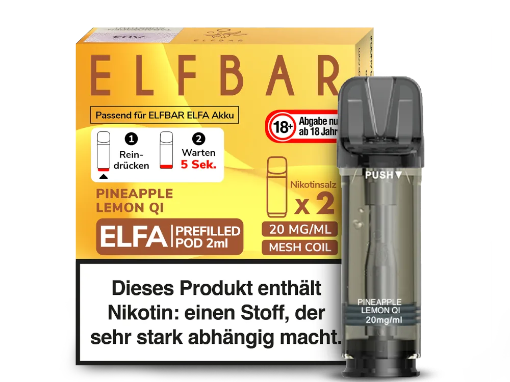 Elfbar Elfa Prefilled Pod (2 Stück pro Packung) Pineapple Lemon Qi
