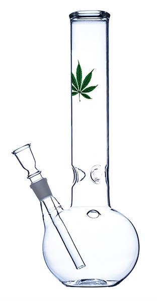Glas Bong Bubble Straight Leaf Design 36cm
