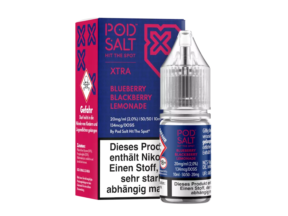 Pod Salt Nikotinsalz Liquid X Blueberry Blackberry Lemonade 10mg/ml 10ml