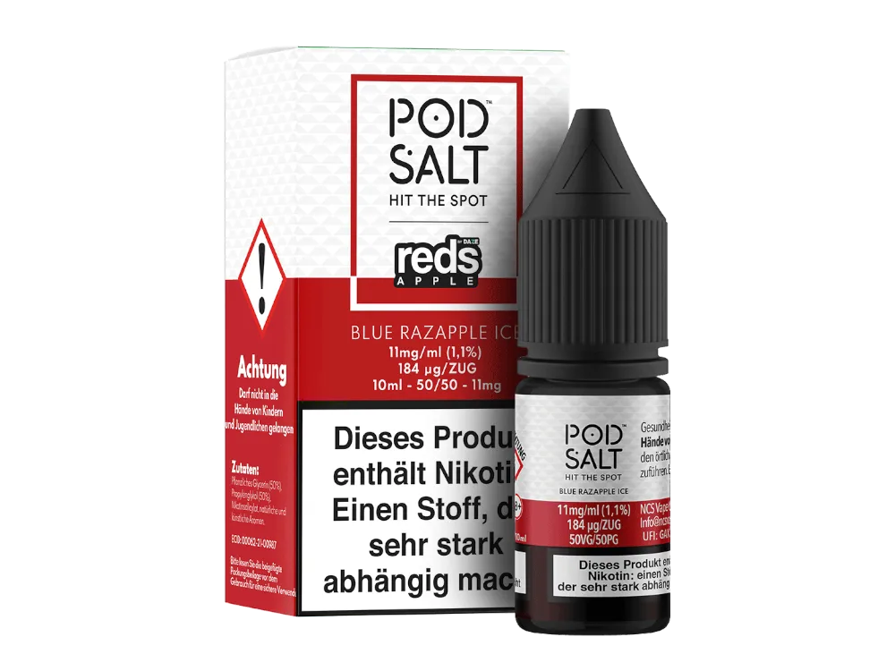 Pod Salt Nikotinsalz Liquid Fusion Blue Razapple Ice 11mg/ml 10ml