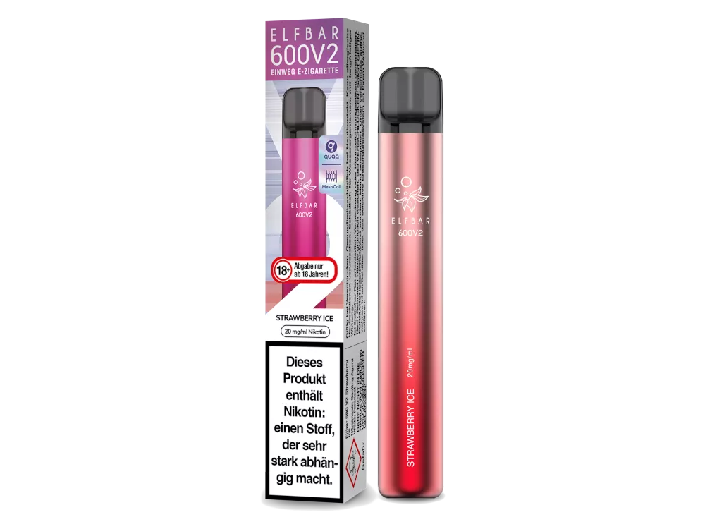 Elfbar Einweg E-Zigarette 600 V2 Strawberry Ice 20mg/ml