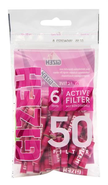 Gizeh Aktivkohlefilter Pink Slim 6mm (50 Stück pro Packung)