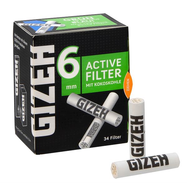 Gizeh Aktivkohlefilter Black Slim 6mm (34 Stück pro Packung)