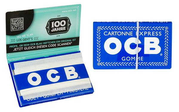 OCB Zigarettenpapier Blau Doppel kurz Gummizug 100 Blatt