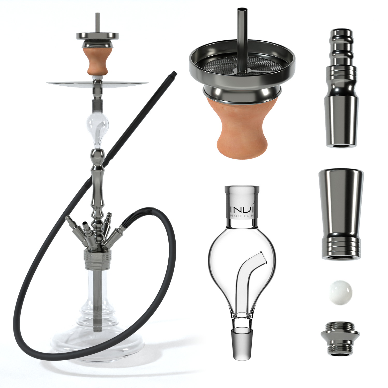 Invi Shisha Edelstahl Tesseract Edelstahl Gun Metal Clear