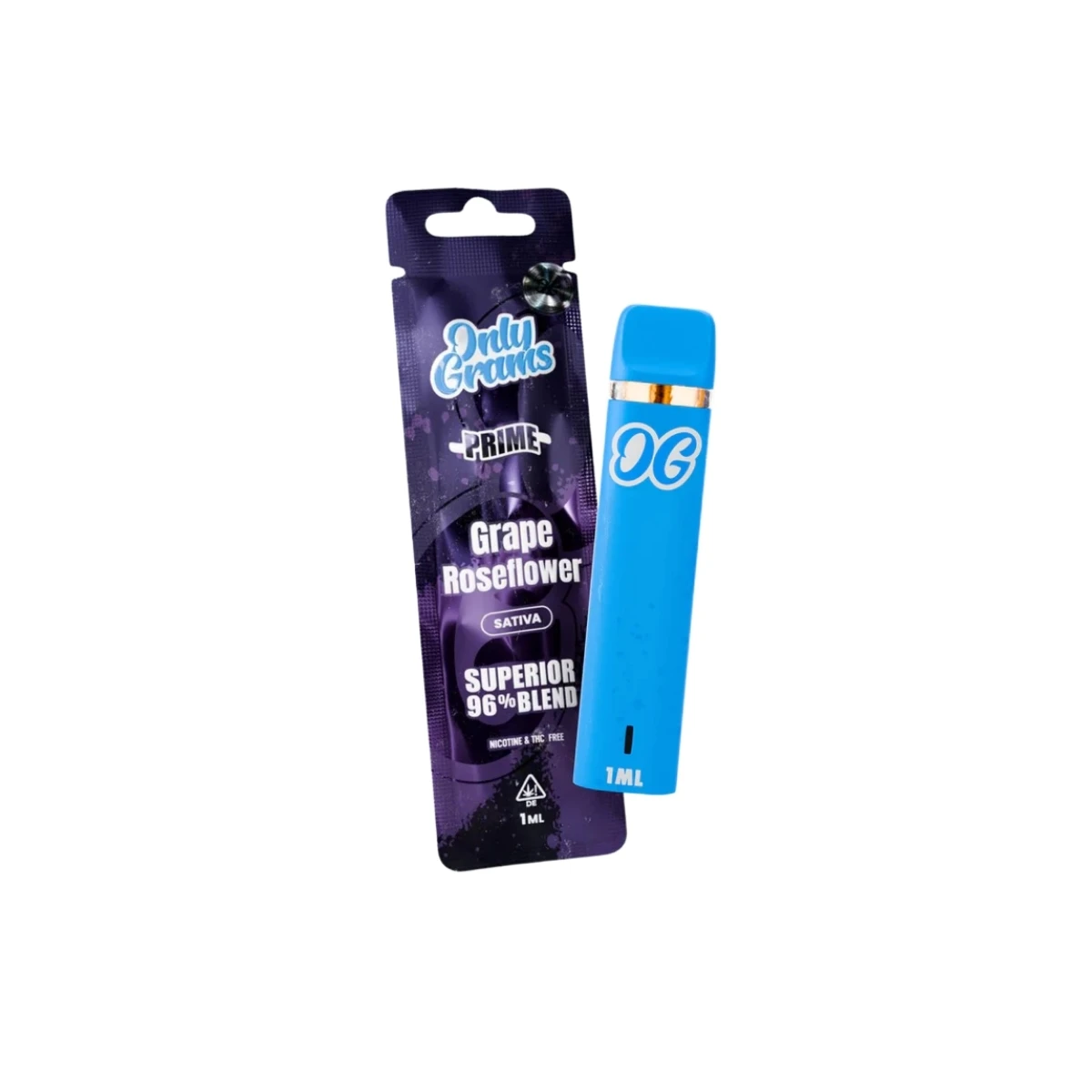 Only Grams Superior Blend Einweg E-Zigarette 96% Grape Roseflower
