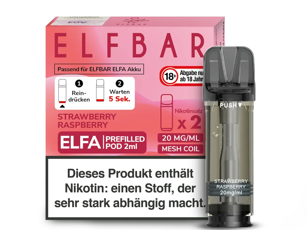 Elfbar Elfa Prefilled Pod (2 Stück pro Packung) Strawberry Raspberry