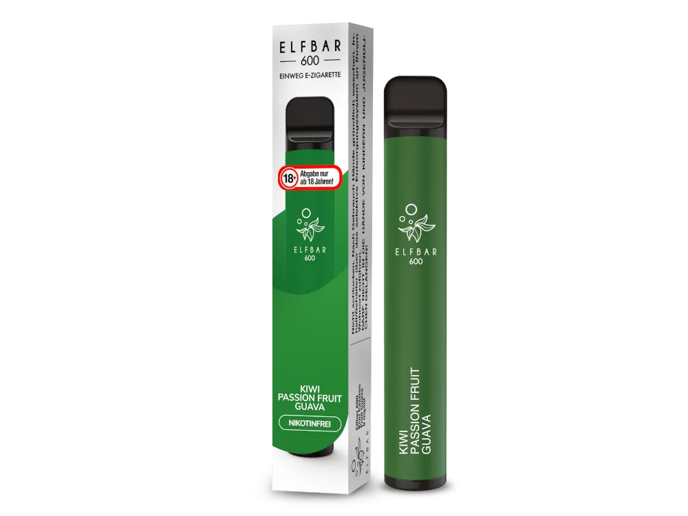 Elfbar Einweg E-Zigarette 600 Nikotinfrei Kiwi Passion Fruit Guava