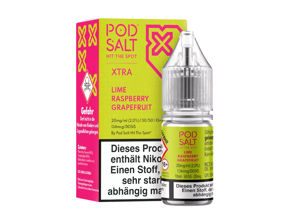 Pod Salt Nikotinsalz Liquid X Lime Raspberry Grapefruit 10mg/ml 10ml