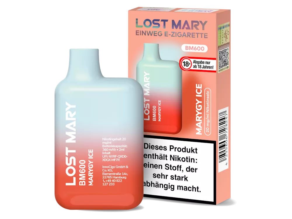 Lost Mary Einweg E-Zigarette BM600 Marygy Ice 20mg/ml