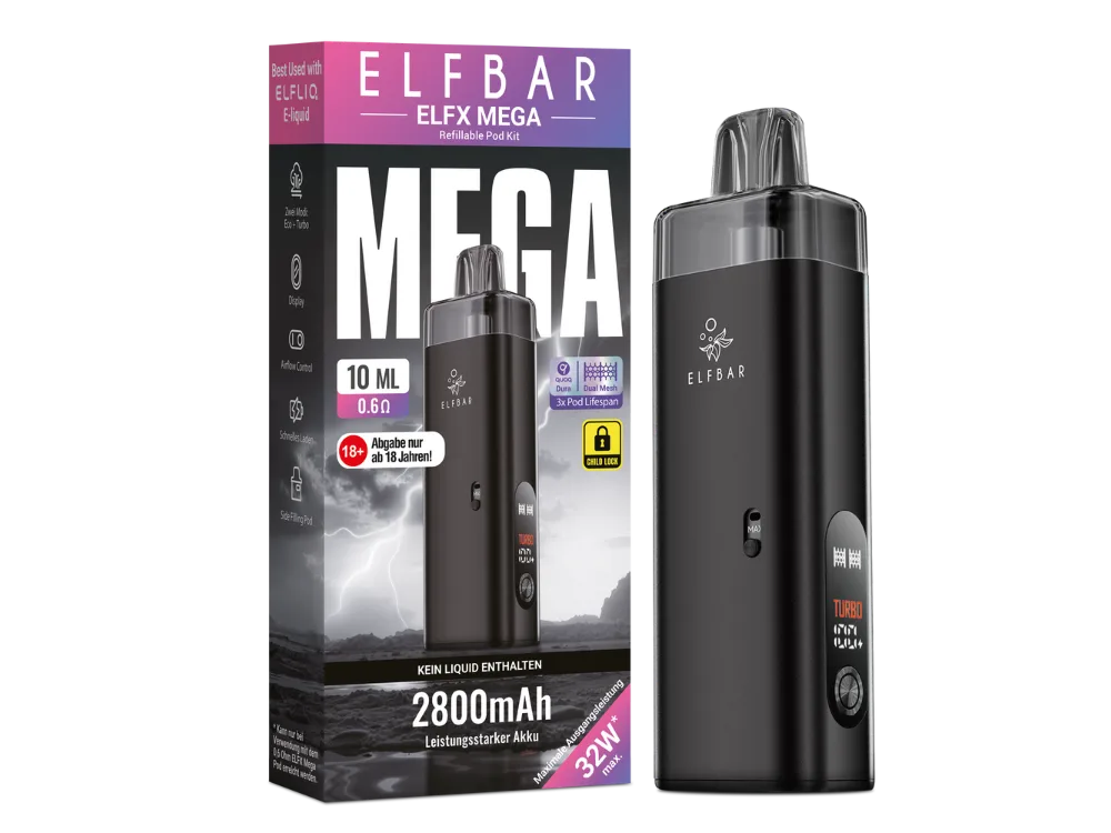 Elfbar E-Zigarette Elfx Mega Kit Black