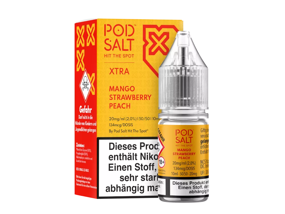Pod Salt Nikotinsalz Liquid X Mango Strawberry Peach 20mg/ml 10ml