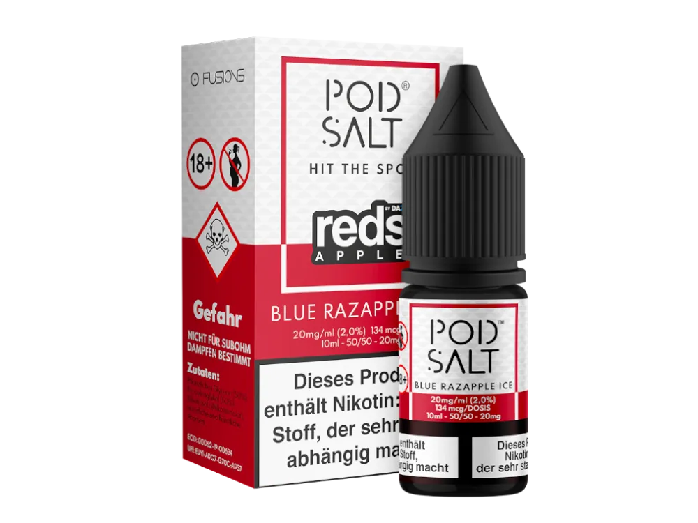 Pod Salt Nikotinsalz Liquid Fusion Blue Razapple Ice 20mg/ml 10ml