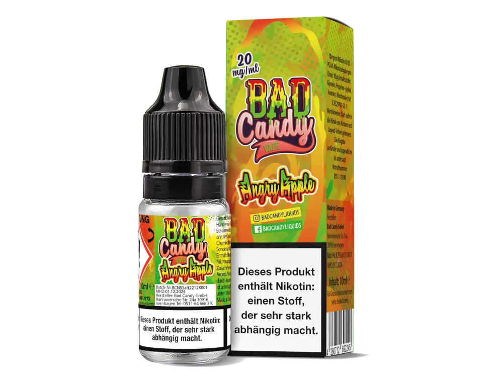 Bad Candy Nikotinsalz Liquid Angry Apple 10mg/ml 10ml