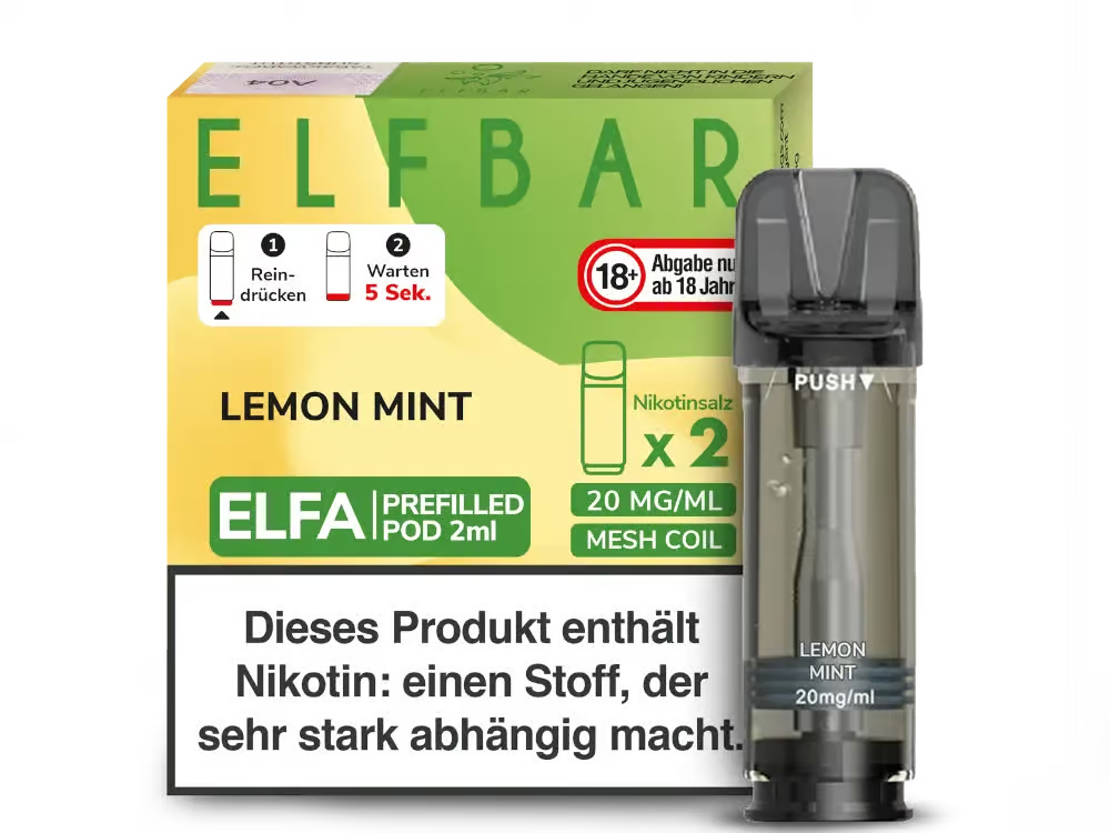 Elfbar Elfa Prefilled Pod (2 Stück pro Packung) Lemon Mint