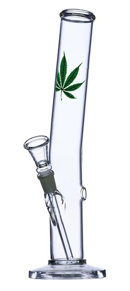 Glas Bong Zylinder Curved Hangover Leaf Design 33cm