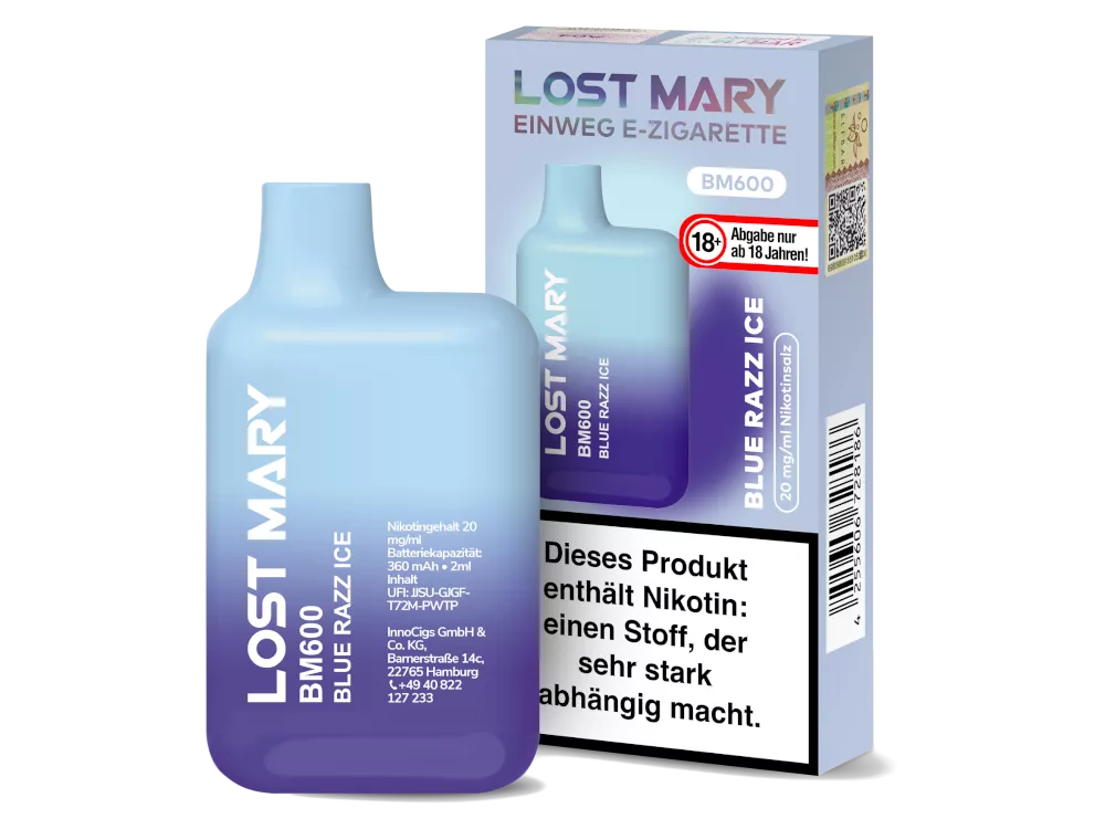 Lost Mary Einweg E-Zigarette BM600 20mg/ml Blue Razz Ice