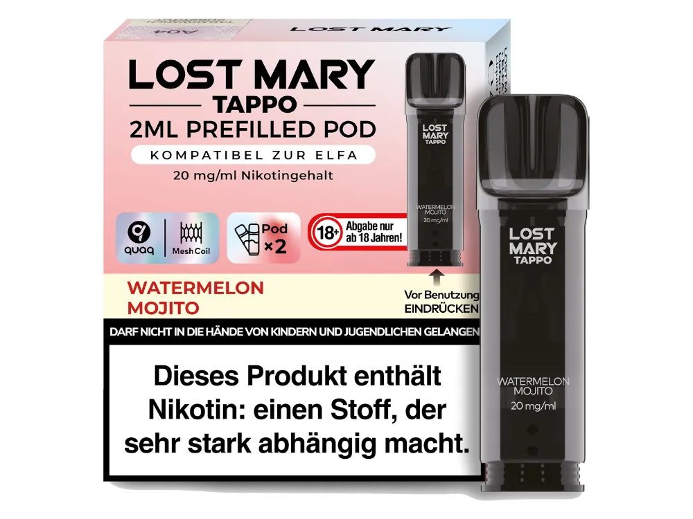 Lost Mary Prefilled Pod Tappo Watermelon Mojito (2 Stück pro Packung)