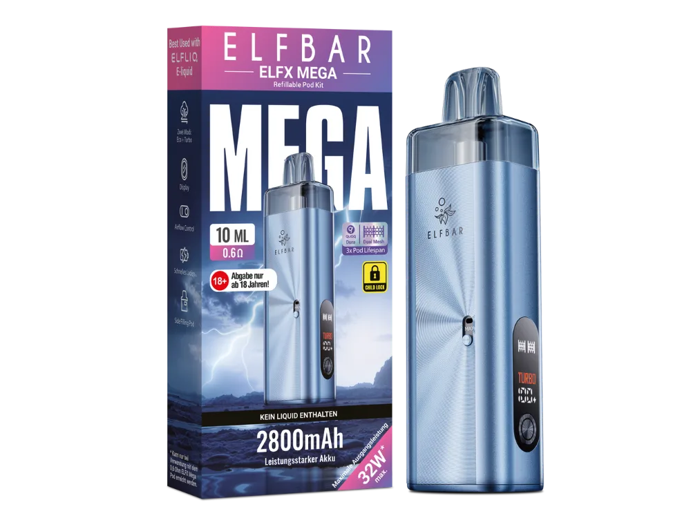 Elfbar E-Zigarette Elfx Mega Kit Cyan