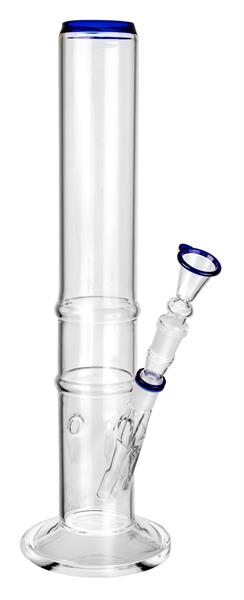 Glas Bong Zylinder Rings Blau 40cm