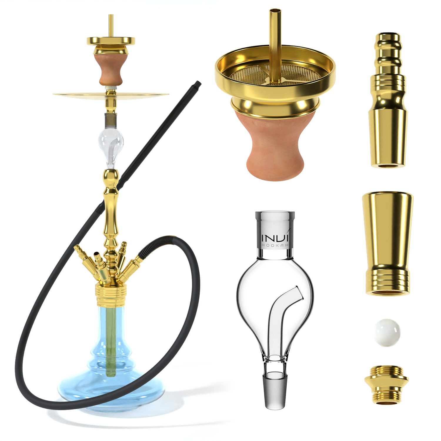 Invi Shisha Edelstahl Tesseract Edelstahl Gold Blau