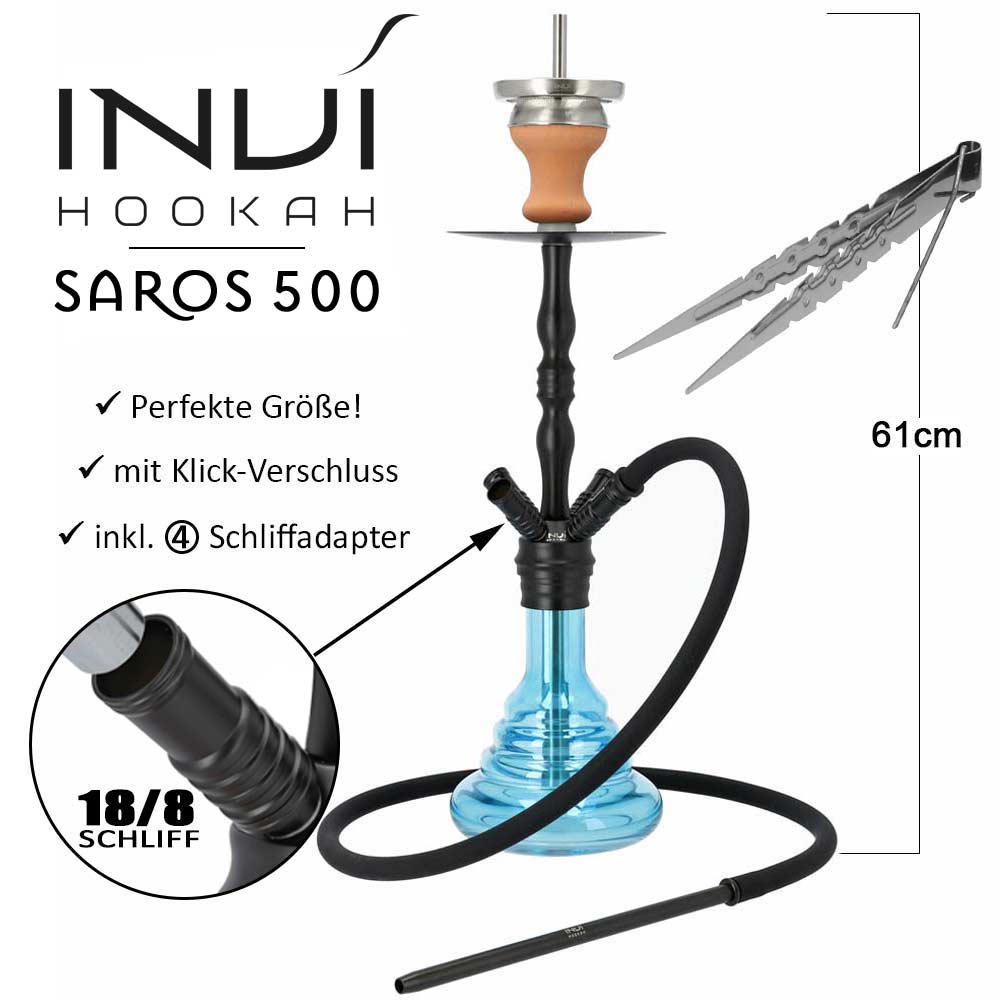 Invi Shisha Saros 500 Shiny Schwarz Blau