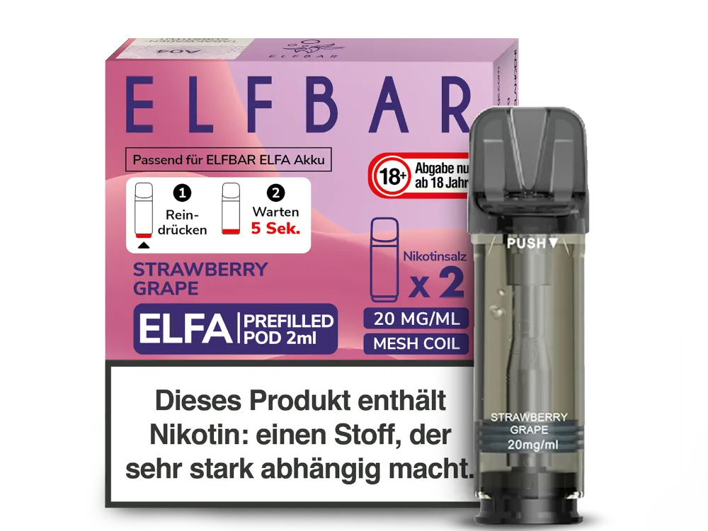 Elfbar Elfa Prefilled Pod (2 Stück pro Packung) Strawberry Grape