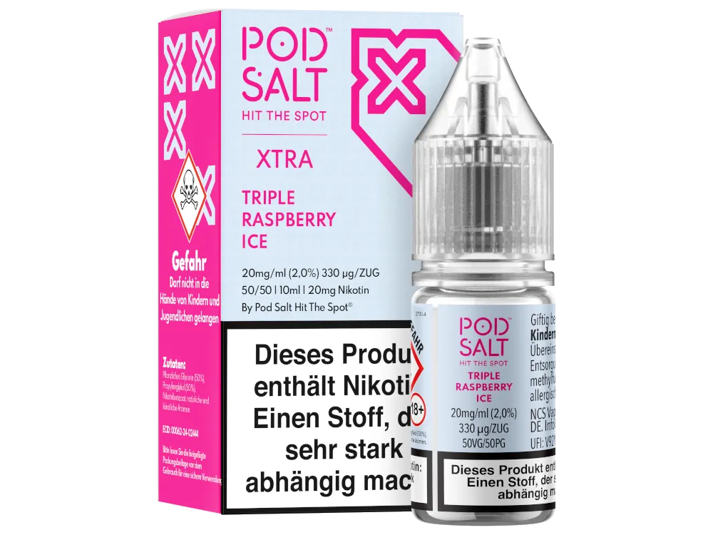 Pod Salt Nikotinsalz Liquid X Triple Raspberry Ice 20mg/ml 10ml