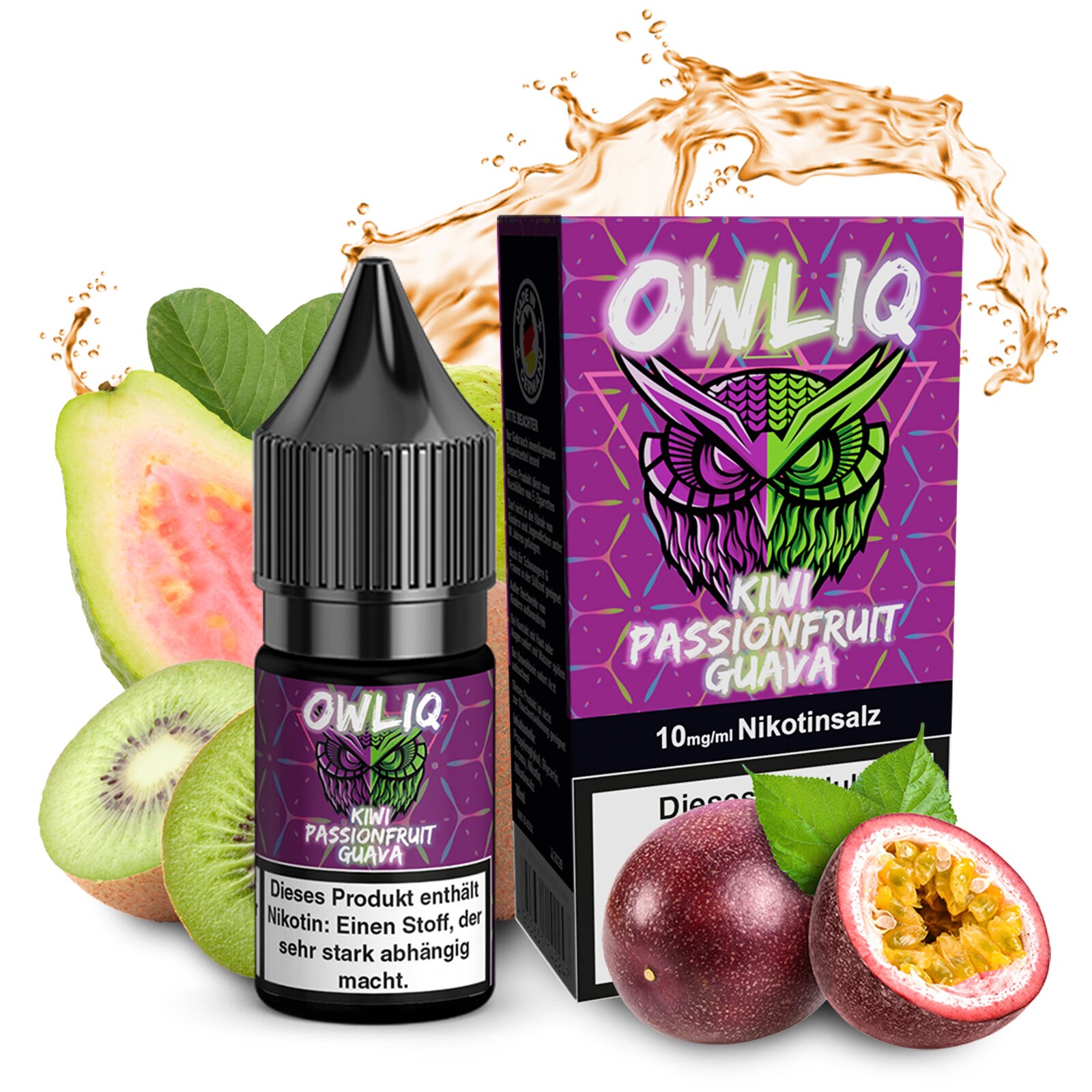 Owliq Nikotinsalz Liquid Kiwi Passionfruit Guava 10mg/ml 10ml