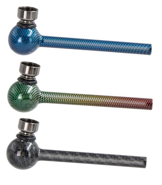 Wild Fire Glas Pfeife Metallkopf Carbon