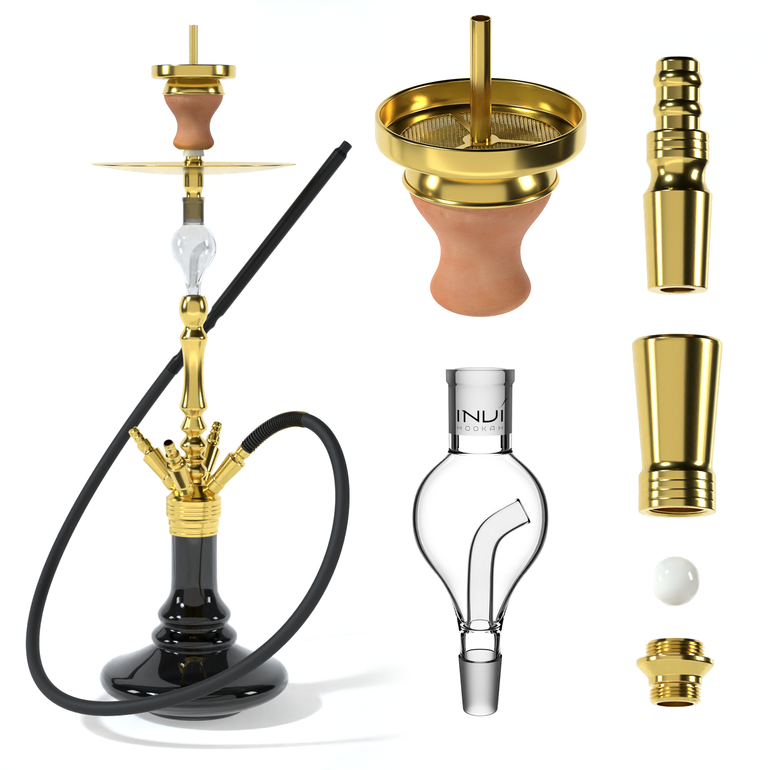 Invi Shisha Edelstahl Tesseract Edelstahl Gold Schwarz