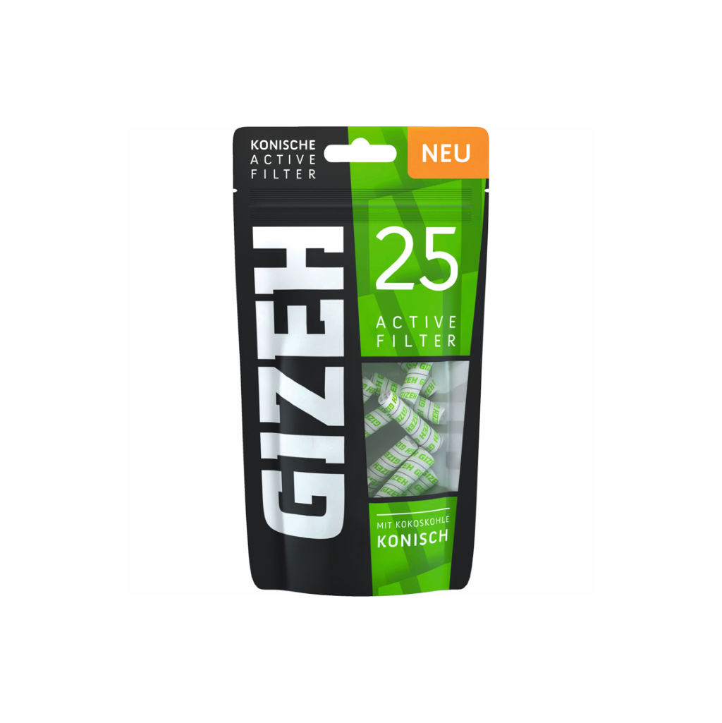 Gizeh Aktivkohlefilter Slim konisch 6-7mm (25 Stück pro Packung)