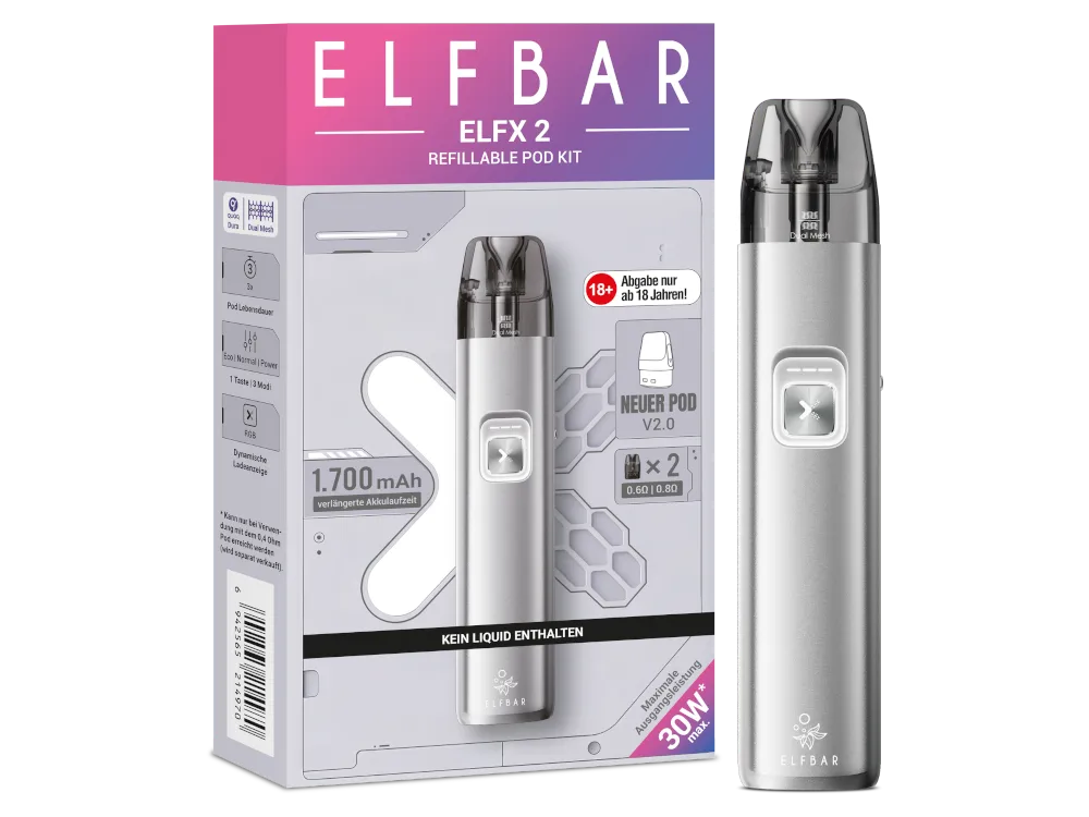 Elfbar E-Zigarette Elfx 2 Titanium Silver